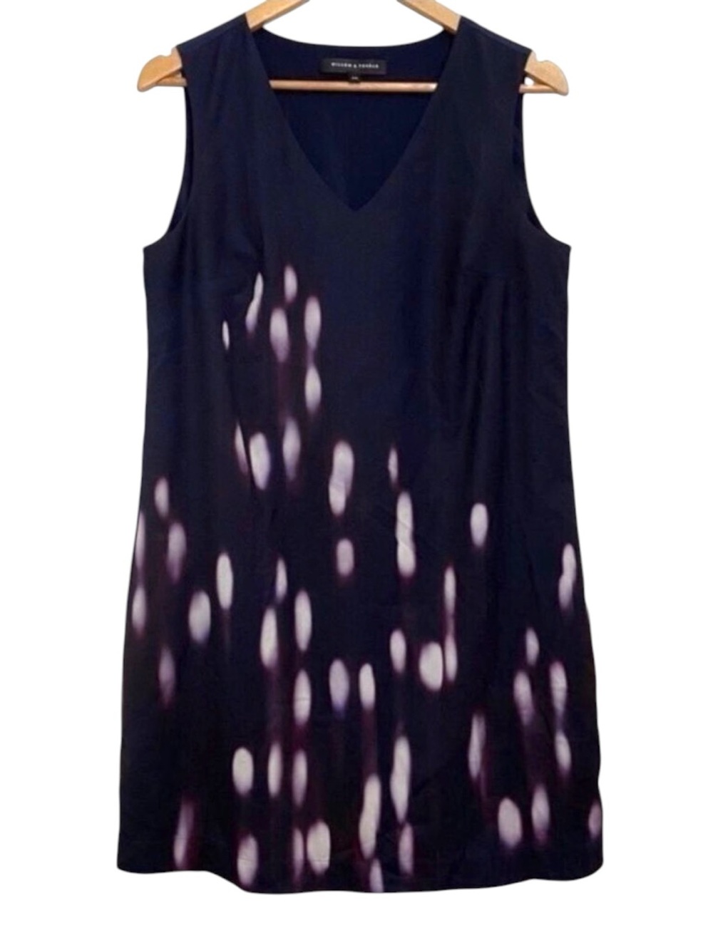 WILLOW&THREAD navy blue dress v neck silky summer spring sleeveless M summertime